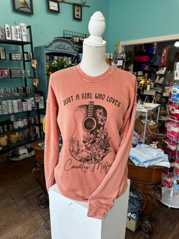 Hrtandluv Sweatshirt Mineral Washed Just A Girl Who Loves Country Music