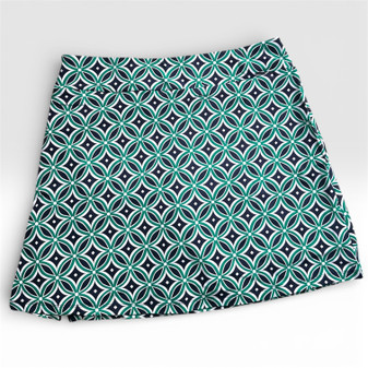 LuLu B Skort Phone Pocket 2 Waist Zip Pockets Side Hem Zip Green Blue