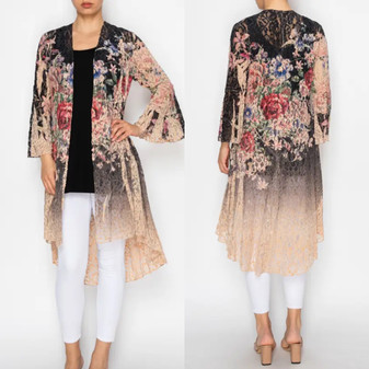 Origami Lace Cardigan Black Flowers