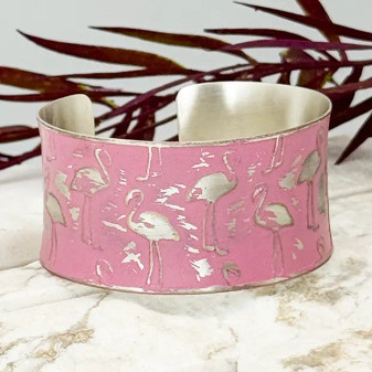 Anju Coastal Nautical Pink Flamingo Cuff Bracelet