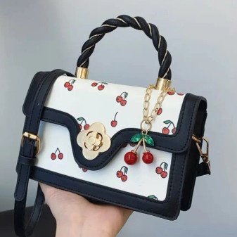 Cherries Purse Crossbody Shoulder Black Handle