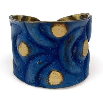 Brass Patina Blue Ring Boho