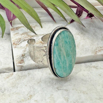 Amazonite Semiprecious Stone Adjustable Ring