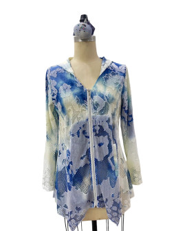 Kamana Lightweight Zip Up Hooded Jacket Blue Light Yellow