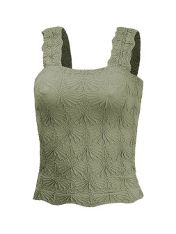 Textured Tank Top Square Neck Olive