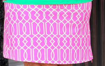 LuLu B Phone Pocket Skort Coolant Like Fabric 2 Waist Zip Pockets Hot Pink Lime Geometric 