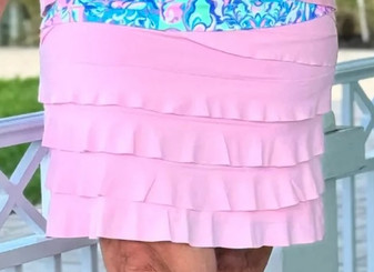 LuLu B Ruffle Cha Cha Skort Phone Pocket On Shorts Light Pink