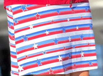 LuLu B Skort Patriotic 250th Anniversary July 4th Stars Phone Pocket