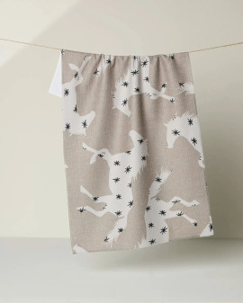Geometry Kitchen Dish Towel Microfiber Horses Tan