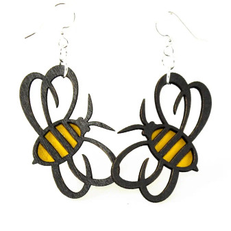 Bee Wooden Earrings USA Made