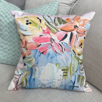 Southern Cotton Mill Blue Flower Vase Pillow