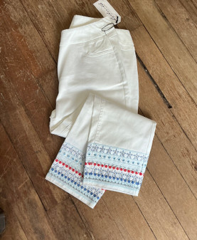 LuLu B White Denim Embroidered Stars Capri 250th Anniversary July 4th