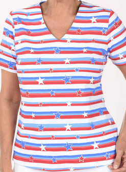 Lulu B Stars & Stripes Short Sleeve V Neck 250th Anniversary July 4th