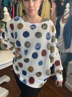 Loowie One Size Knit Top Earth Tone Dots Circles Lightweight 