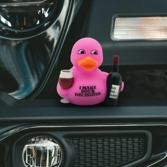 Rubber Duck I Make Pour Decisions Pink Wine Bottle 