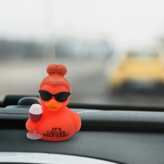 Rubber Duck It’s Called Self Care Wine Glass Orange Red