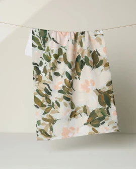 Geometry Kitchen Hamd Dish Tea Towel Micro Fiber Painted Blossom Olive Peach