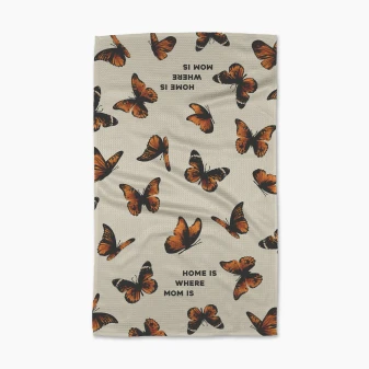 Geometry Kitchen Teal Microfiber Towel Home is Where Mom Is Butterflies  