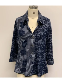 Kamana Navy Blue Patterned Jacket Button Up