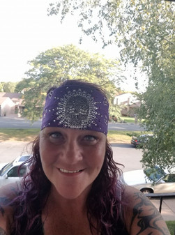 Bandana, Skull Sugar Metal Centerpiece Purple