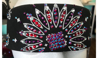 Bandana, Jewel Tones AB Siam THIN Forehead FREE SHIPPING