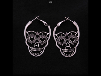 Earrings, Skull Face