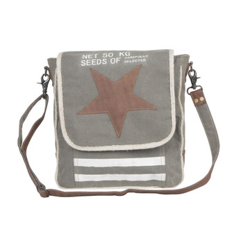 Purse, Shoulder Star Leather Canvas Purse, Shoulder Star Leather Canvas