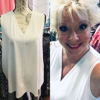 Top, Sleeveless V Neck White SPF 50 Coolant Fabric LuLu B