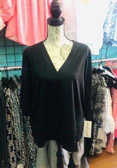 LuLu B V-Neck 3/4 Sleeve Black SPF 50 Coolant-like Fabric LuLu B 