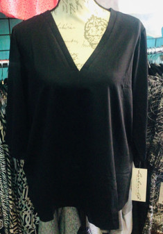 LuLu B V-Neck 3/4 Sleeve Black SPF 50 Coolant-like Fabric LuLu B 