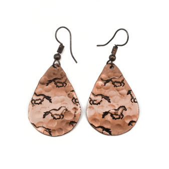Anju Horse Copper Etched Earrings