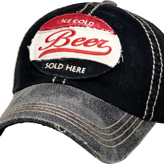 Baseball Trucker Cap,  Beer Ice Cold Beer Here Black Baseball Trucker Cap,  Beer Ice Cold Beer Here Black