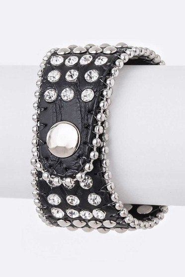 Bracelet, Skull Leather Snap Back 