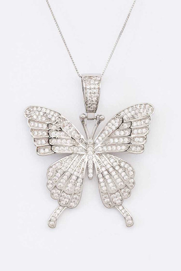 Necklace, Butterfly Pave Crystal Rhinestone