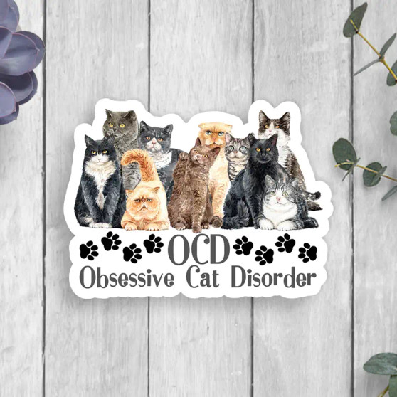 Sticker, Cat OCD Obsessive Cat Disorder 
