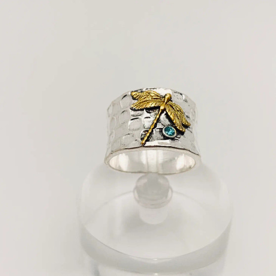 Ring, Dragonfly Blue Rhinestone