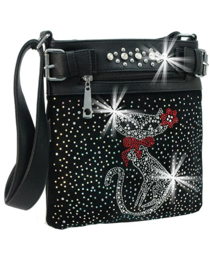 Purse, Shoulder Crossbody Cat Rhinestone