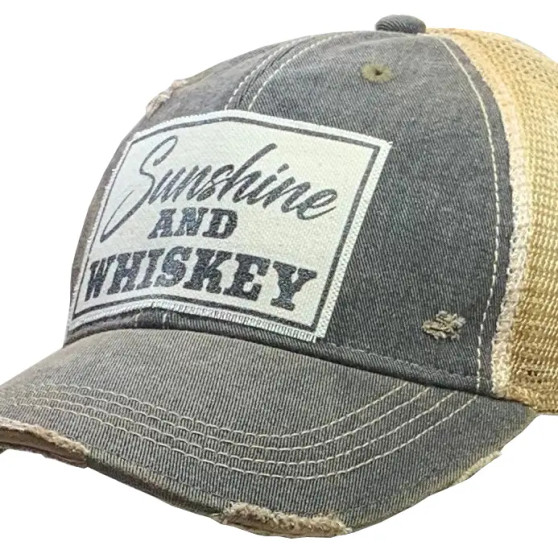 Baseball Trucker Cap, Sunshine and Whiskey Distressed