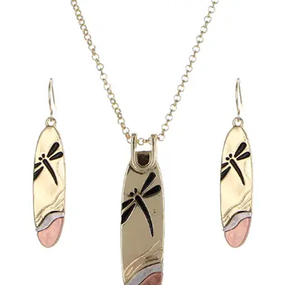 Necklace, Dragonfly 3 Tone Set