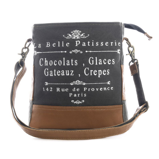 Purse, Myra La Belle Patisserie Canvas Leather Crossbody Shoulder