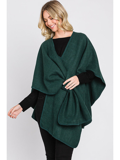 Interlock Wrap Poncho Forest Green