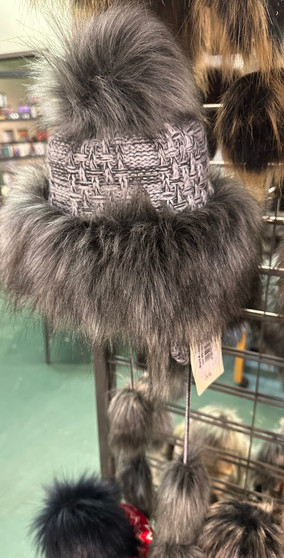 Hat, Faux Fur Taupe Winter White 