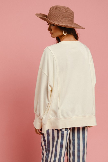 Top Peace Sign Patchwork Cream