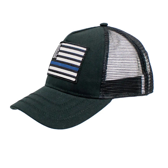 Baseball Trucker Cap, Thin Blue Line Back The Blue Police American Flag  Baseball Trucker Cap, Thin Blue Line Back The Blue Police American Flag