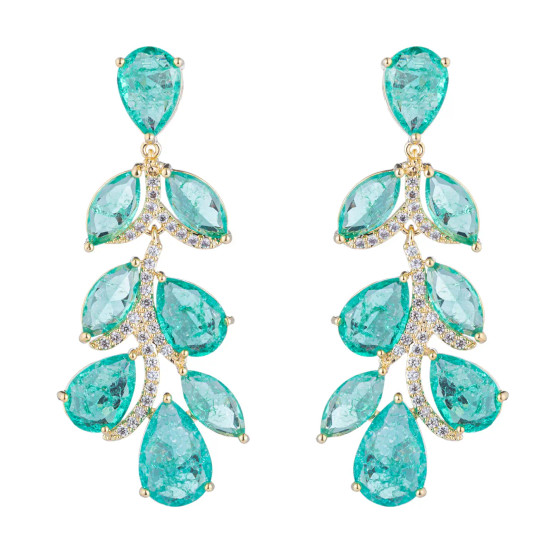 Earrings, Statement Cubic Zirconia Crystal Teal 