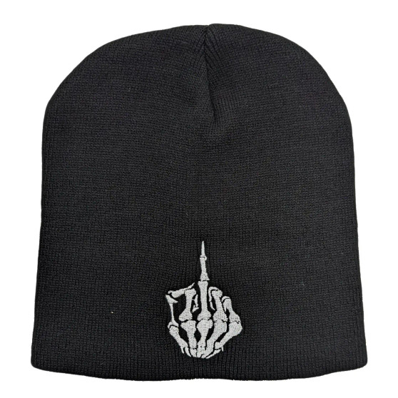 Beanie, Skeleton Middle Finger Black Beanie, Skeleton Middle Finger Black