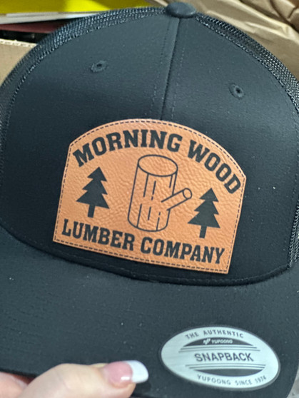 Baseball Trucker Cap, Morning Wood Leather Patch Lumber Conpany