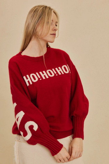 Sweater Merry Christmas On Back Arms Shoulders Ho Ho Ho on FrontOversized 