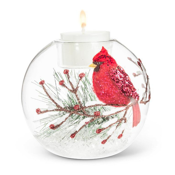 Candle Votive Holder Cardinal On Branch 3.5” 