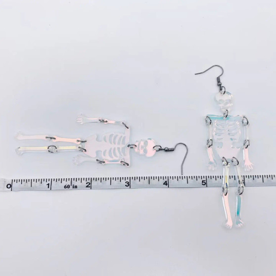Earrings Halloween Skull Skeleton Light Reflecting Dangle  Earrings Halloween Skull Skeleton Light Reflecting Dangle